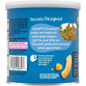 Gerber Snacks for Baby Lil Crunchies Mild Cheddar Baked Corn, 1.48 oz Canister