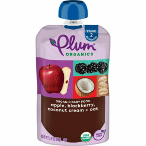 Plum Organics Stage 2 Organic Baby Food Pouch: Apple, Blackberry, Coconut Cream, Oat – 3.5 oz