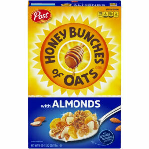 Post Honey Bunches of Oats with Almonds Breakfast Cereal, Family Size Cereal, 18 OZ Box