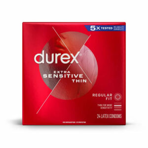 Durex Extra Sensitive Natural Latex, Ultra Fine & Extra Lubricated – Regular Fit (24 Count)