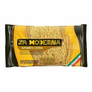 La Moderna Alphabet Pasta has been of preference for many generations, made from 100% durum wheat with a 7 oz convenient size. To cook this delicious pasta, follow simple included instructions.