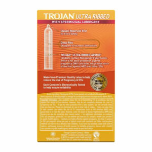 TROJAN Stimulations Ultra Ribbed Spermicidal – Lubricated (12 Count)