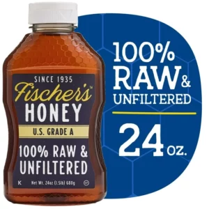 Fischers Honey Local100% US Grade “A”, Raw and Unfiltered Honey, 24 oz Squeeze Bottle