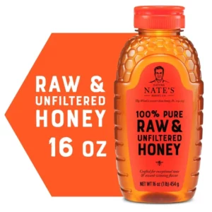 Nature Nate’s Honey: 100% Pure, Raw and Unfiltered Honey – 16 fl oz Gluten-Free Honey