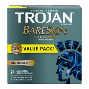 TROJAN BareSkin Lubricated Thin Condoms – (24 Count)