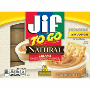 Jif To Go Natural Creamy Peanut Butter Spread, 8- 1.5 oz Cups