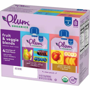 Plum Organics Stage 2 Organic Baby Food Pouches: Variety Pack – 4 oz, 8 Pack