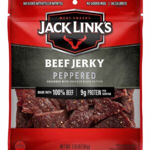 JACK LINK’S BEEF JERKY PEPPERED 2.85oz. 9G PROTEIN MEAT SNACKS PACK OF 6