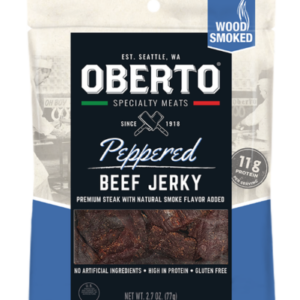 OBERTO PEPPERED BEEF JERKY SPECIALTY MEATS 2.7oz. WOOD SMOKED 11G PRO PACK OF 6